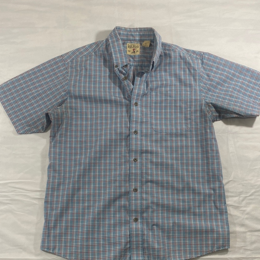 Men's Blue Plaid Short Sleeve Shirt